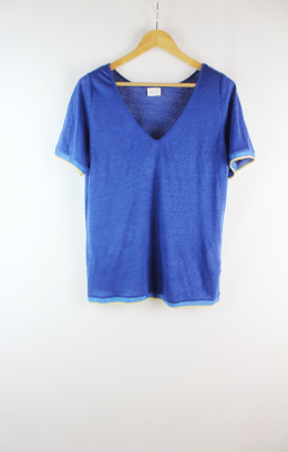 camiseta lino azul vila m