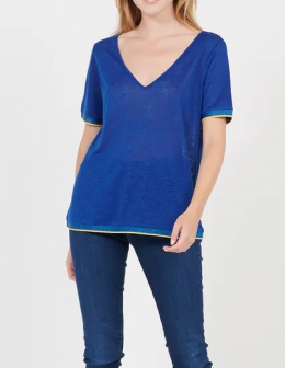 camiseta lino azul vila m