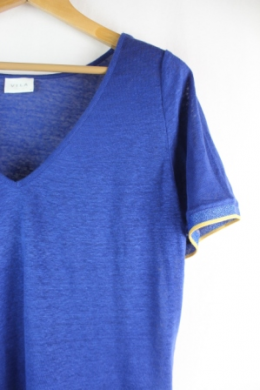 camiseta lino azul vila m