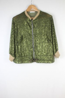 bomber oversize lentejuelas verde