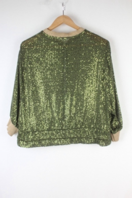 bomber oversize lentejuelas verde