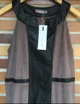 Vestido cuero y antelina.