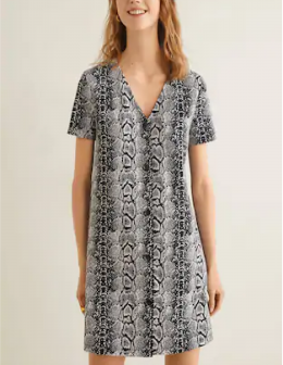 vestido punto animal print mango s