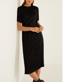 vestido jaquard lunares mango s