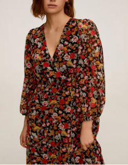 vestido gasa floral mango s/36-38