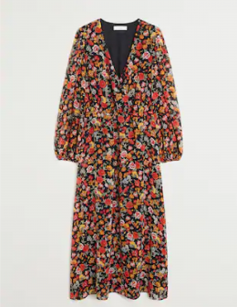 vestido gasa floral mango s/36-38