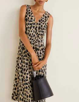 vestido leopardo mango s/38