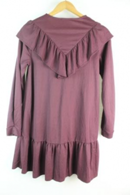 vestido fluido volantes granate mango S