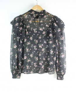 blusa floral volantes mango m