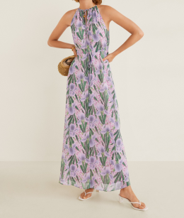 Maxi vestido halter lila mango