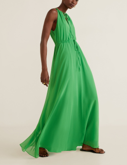 Maxi vestido halter verde mango