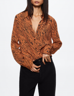 camisa animal print naranja mango