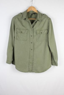 camisa estilo militar verde mango