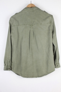 camisa estilo militar verde mango