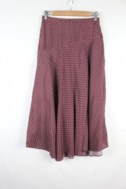 Falda midi granate con lunares mango