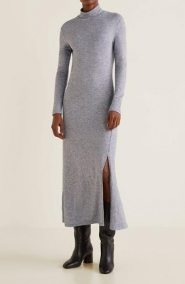 vestido punto gris mango