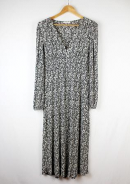 vestido floral blanco y negro mango