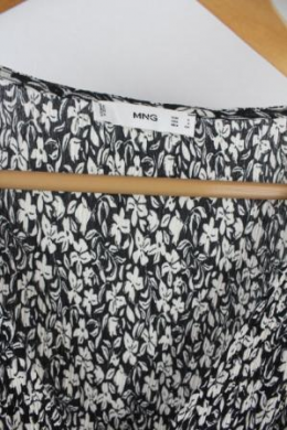 vestido floral blanco y negro mango