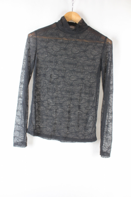 top encaje negro mango