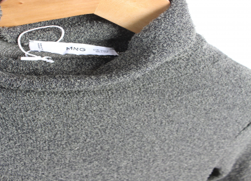 vestido punto cuello vuelto caqui mango