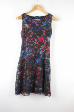 vestido encaje estampado floral mango