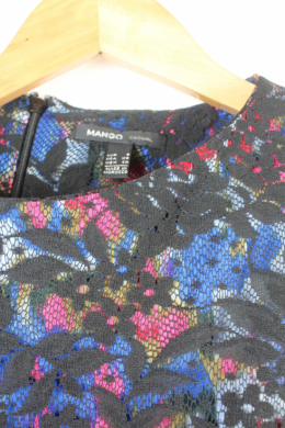 vestido encaje estampado floral mango