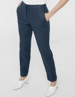 pantalon recto lino mango
