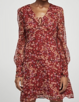 vestido gasa floral mango