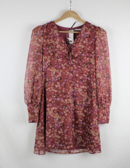 vestido gasa floral mango
