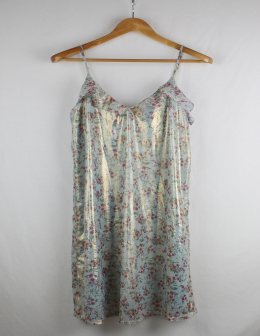 vestido floral metalizado mango