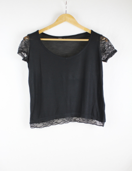 blusa punto encaje bershka