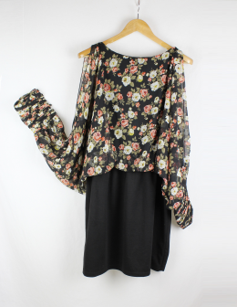 vestido cut out en gasa estampada