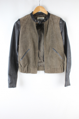 chaqueta piel-ante mango