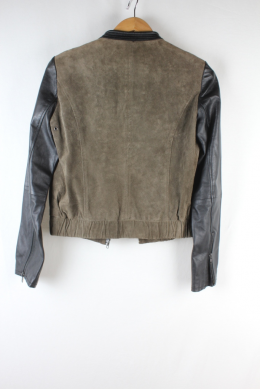 chaqueta piel-ante mango