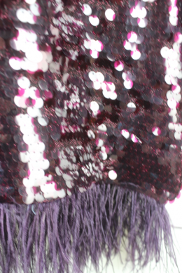 vestido lentejuelas y plumas