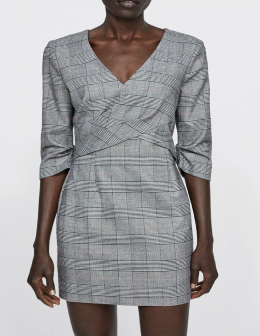 vestido cuadro de gales zara m/38