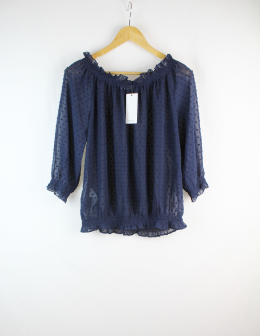 blusa bardot plumeti mango m/l
