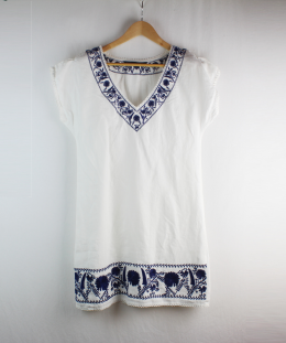 vestido lino bordado zara s