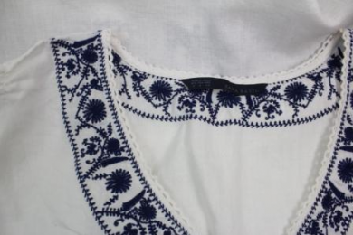vestido lino bordado zara s