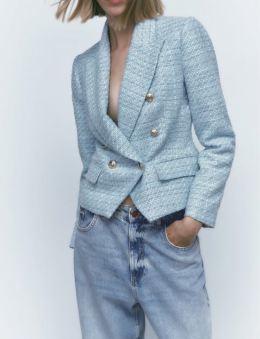 blazer tweed azul zara