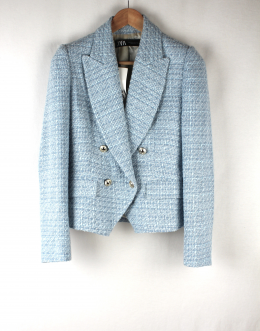 blazer tweed azul zara