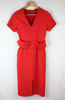 Vestido hebillas rojo zara