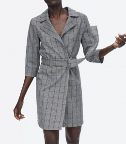 Vestido blazer cuadros zara
