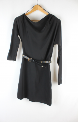 Vestido asimetrico negro mango