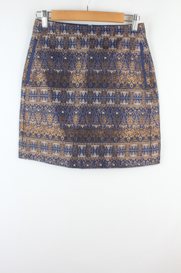 mini falda jacquard azul massimo dutti