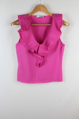 top fucsia volantes mango