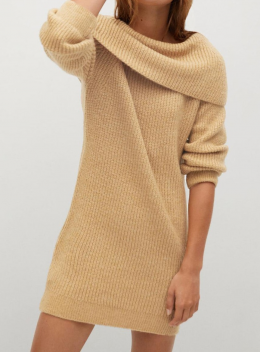 Mini vestido punto canale camel mango