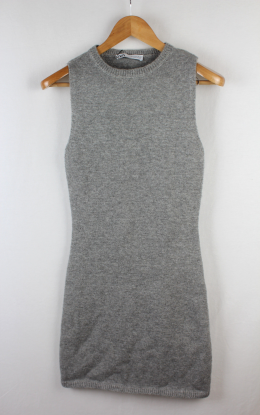 Mini vestido punto gris zara