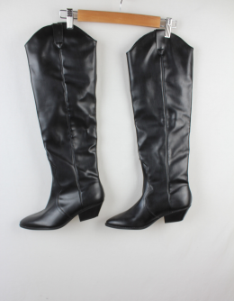  botas cowboy negras de cowboy de caña alta de Pul