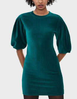 vestido pana manga abullonada bershka s
